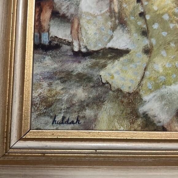 VINTAGE HULDAH PRINT FRAMED SIGNED THE SAILBOAT‎ POND - Picture 5 of 5